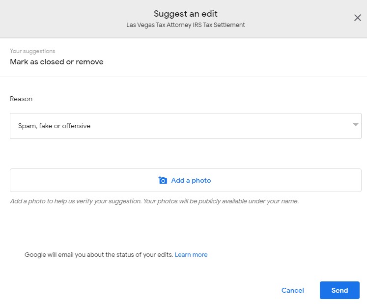 Suggest an edit in GMB - Remove Step